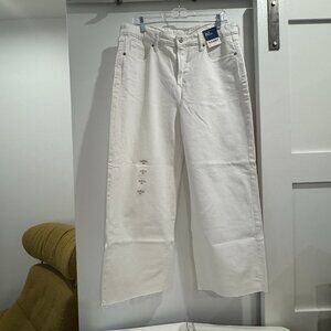 NWOT Sky-Hi Wide Leg Crop Denim with Raw Hem